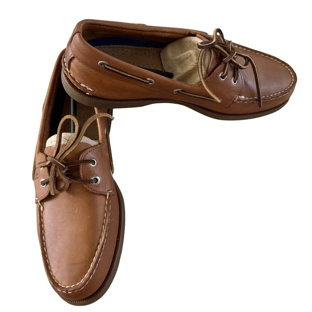 Sperry Authentic Original 2 Eye Boat Shoes Mens 10 Sahara Leather Tan NIB $110